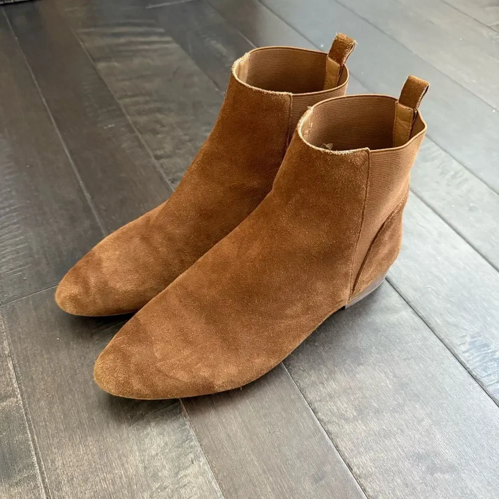 Lucky Brand Gleldo Leather Suede Ankle Boots Booties 9 Brown